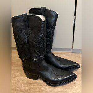 RARE Chrome Hearts Star-Appliqué Black Leather Cowboy Boots Men’s 8/Women’s 9.5